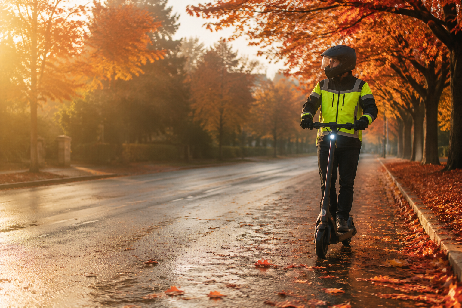 Electric Scooter Fall Riding: Autumn Leaves & Wet Roads Safety Tips